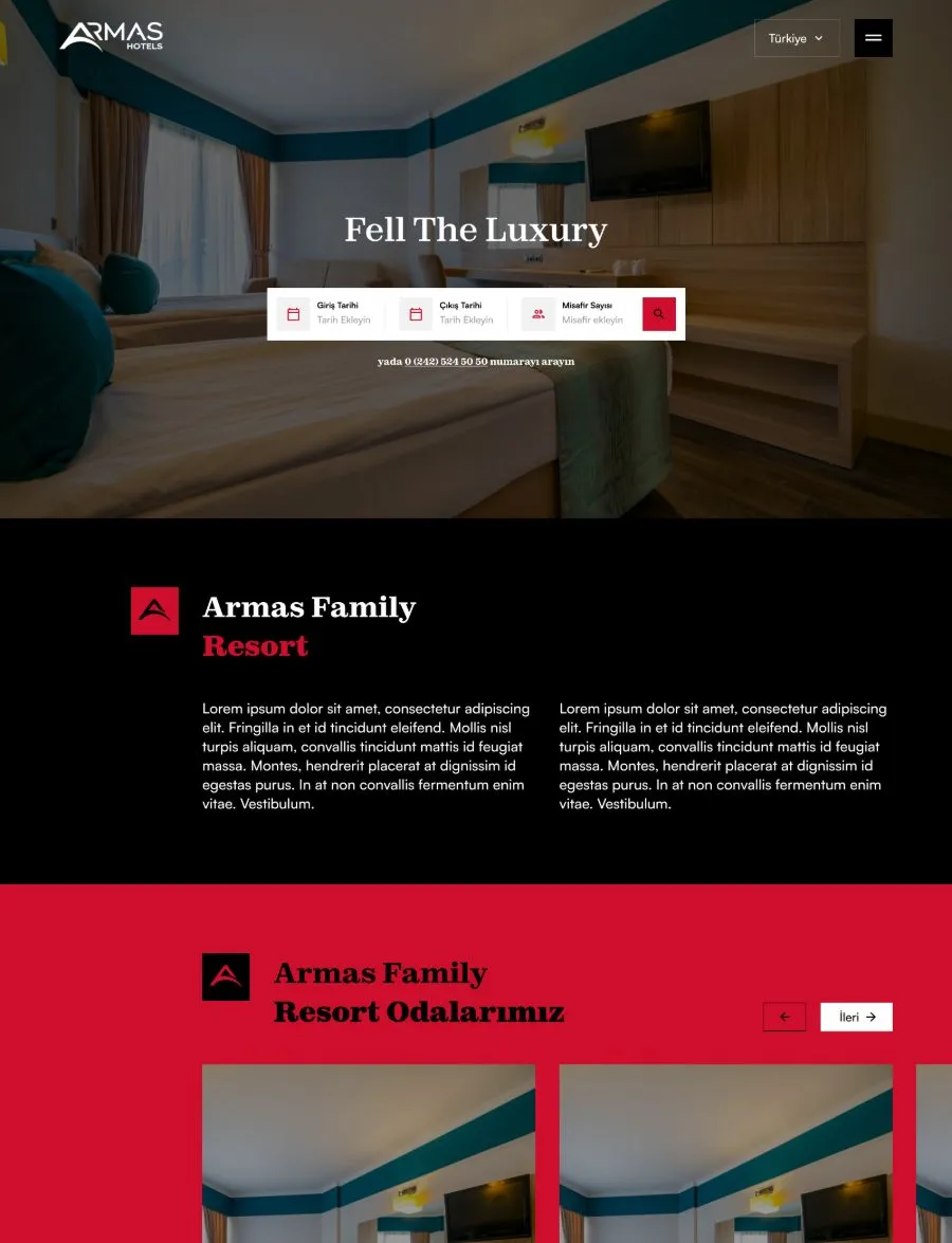Armas Hotels anasayfa, 1. bölüm