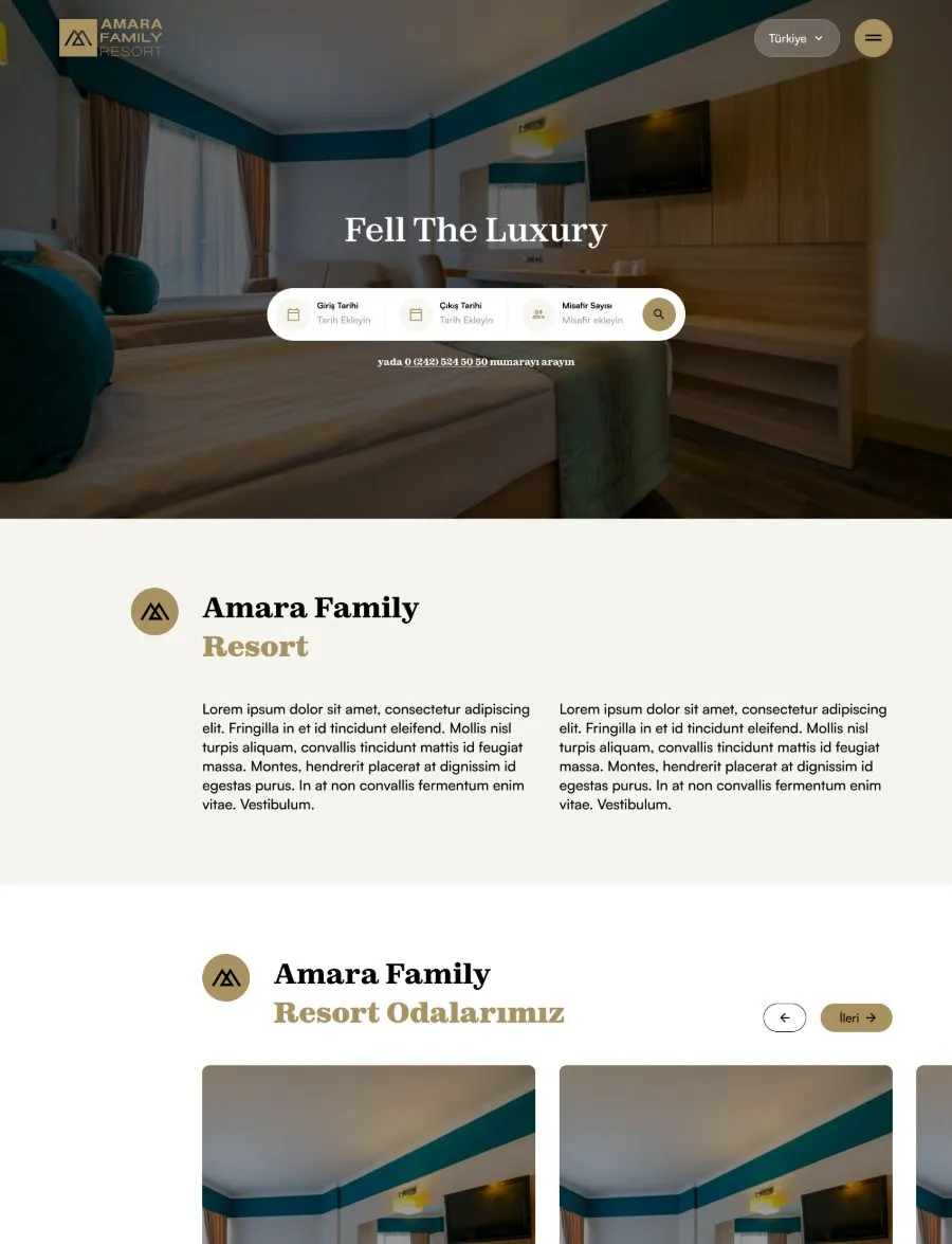 Amara Family Resort anasayfa, 1. bölüm