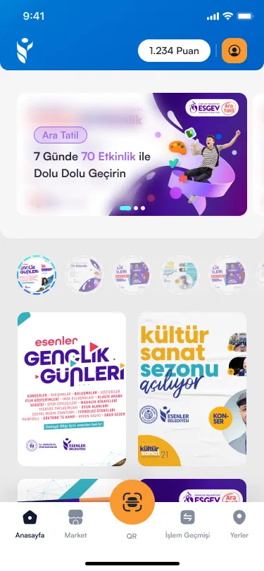 Genç Kart — Anasayfa ekranı