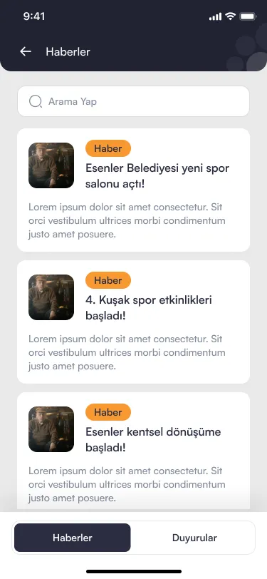Genç Kart — Haberler ekranı