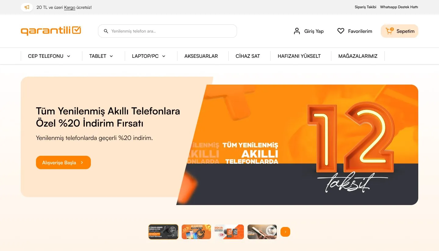 Garantili e-ticaret sitesi anasayfa