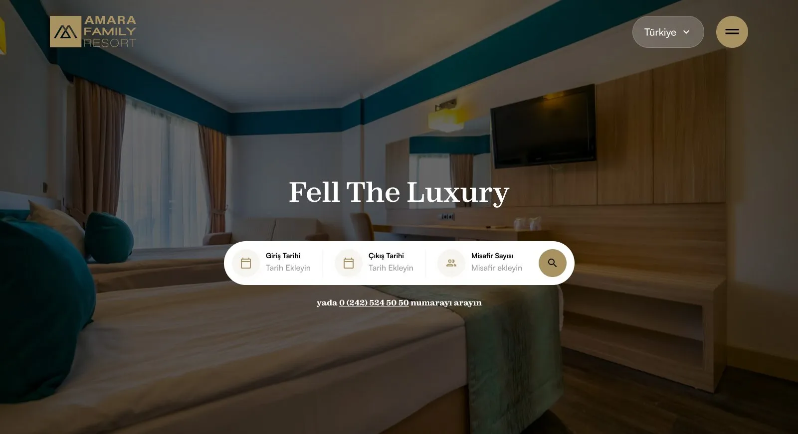 Amara Family Resort web sitesi anasayfa