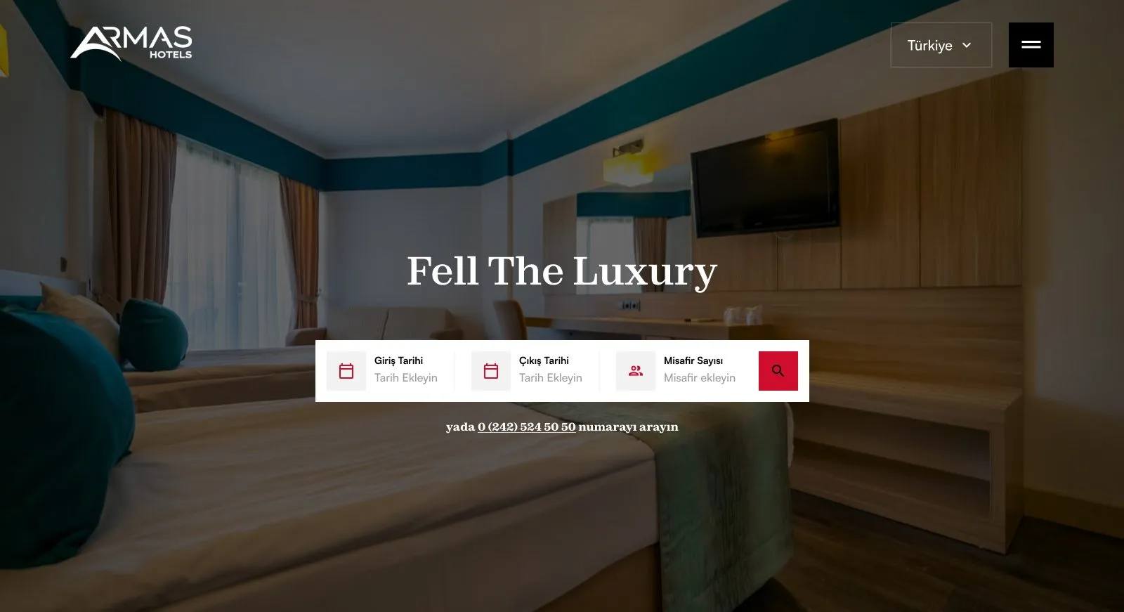 Armas Hotels web sitesi anasayfa