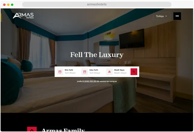 Armas Hotels — Otel Websitesi